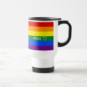 Pride Heart LGBT 6-Stripe Rainbow Flag Travel Mug