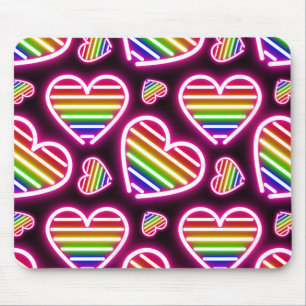 Pride Heart Neon Signs Mouse Mat