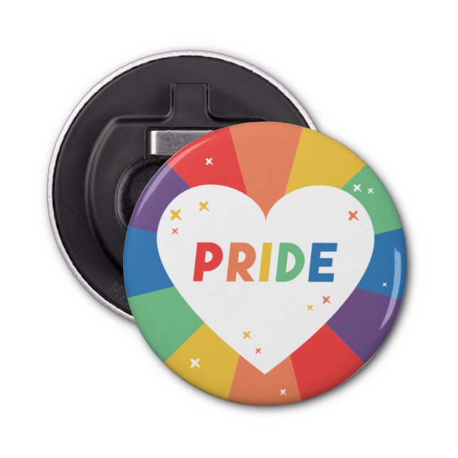Pride Heart Sparkle Bottle Opener (Front)