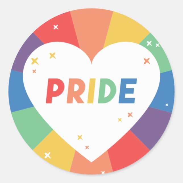 Pride Heart Sparkle Classic Round Sticker (Front)