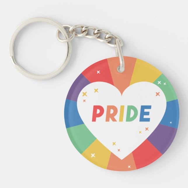 Pride Heart Sparkle Key Ring (Front)