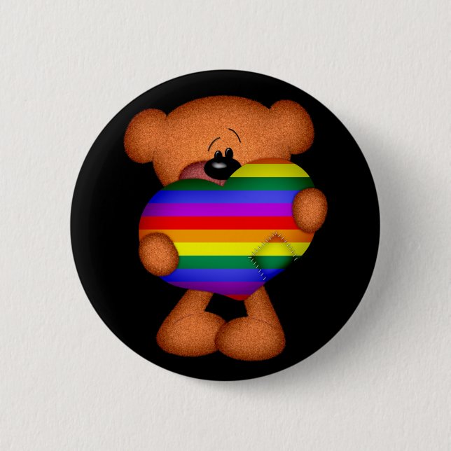 Pride Heart Teddy Bear 6 Cm Round Badge (Front)