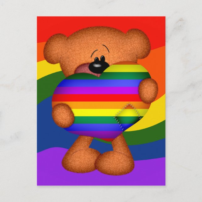 Pride Heart Teddy Bear Postcard (Front)