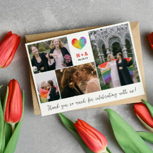 Pride Heart Wedding Photo Collage Thank You