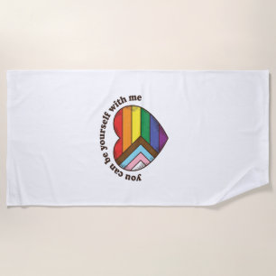 Pride Heart You Can Be Yourself With Me Shirt Desi Beach Towel