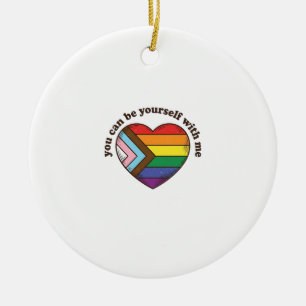 Pride Heart You Can Be Yourself With Me Shirt Desi Ceramic Tree Decoration