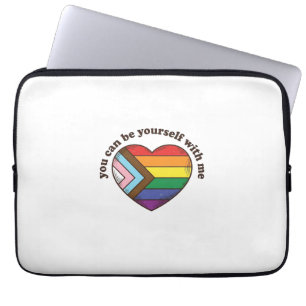 Pride Heart You Can Be Yourself With Me Shirt Desi Laptop Sleeve