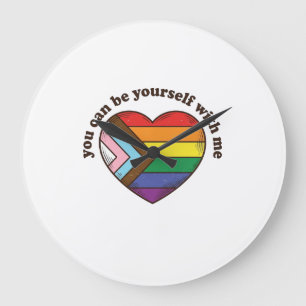 Pride Heart You Can Be Yourself With Me Shirt Desi Large Clock