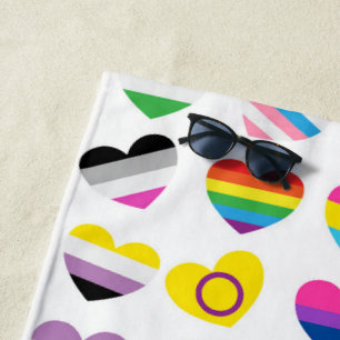 Pride Hearts Beach Towel