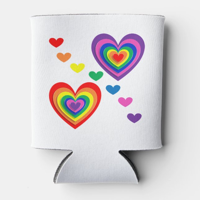 pride hearts bg can cooler (Front)