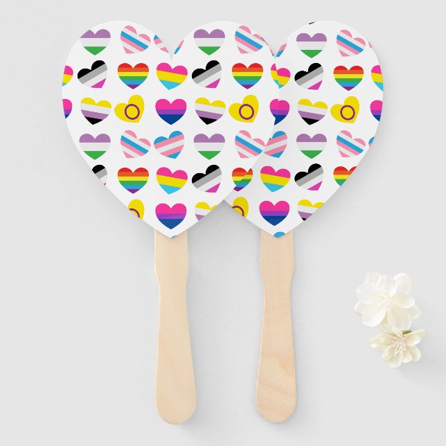 Pride Hearts Hand Fans (Front and Back)