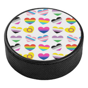 Pride Hearts Hockey Puck