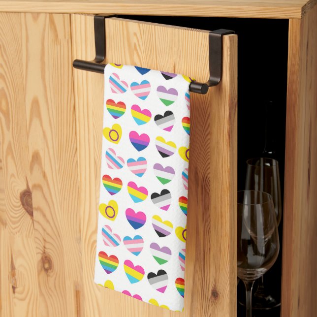 Pride Hearts Kitchen Towel (Thirds Fold)