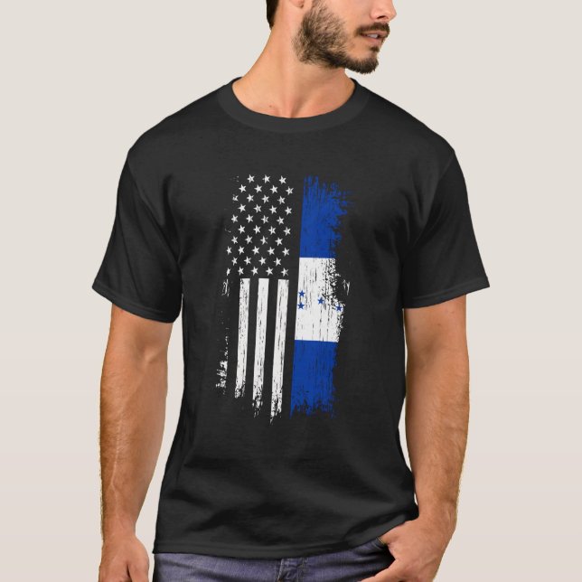 Pride Honduras Usa Honduran American Flag T-Shirt (Front)