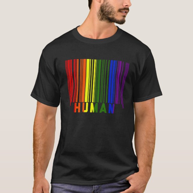 Pride Human Barcode Rainbow T-Shirt (Front)