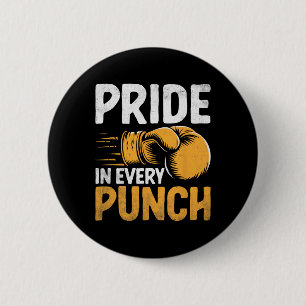 Pride In Every Punch Boxer Sports Strength Athlete 6 Cm Round Badge