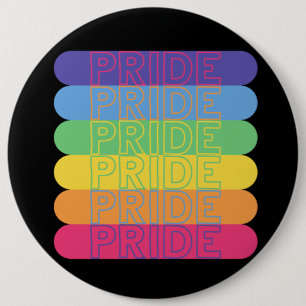 Pride in rainbow colours 6 cm round badge