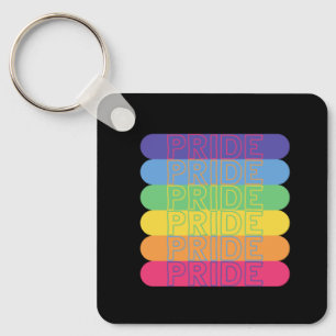 Pride in rainbow colours key ring