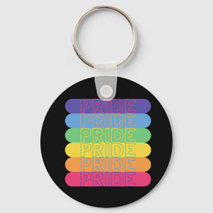 Pride in rainbow colours key ring