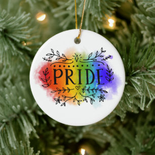 Pride in Watercolor Ceramic Tree Decoration