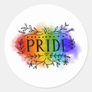 Pride in Watercolor Classic Round Sticker