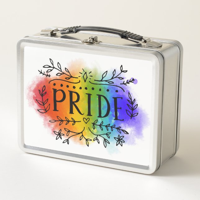 Pride in Watercolor Metal Lunch Box (Front)