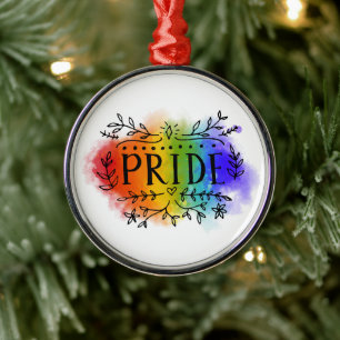 Pride in Watercolor Metal Tree Decoration