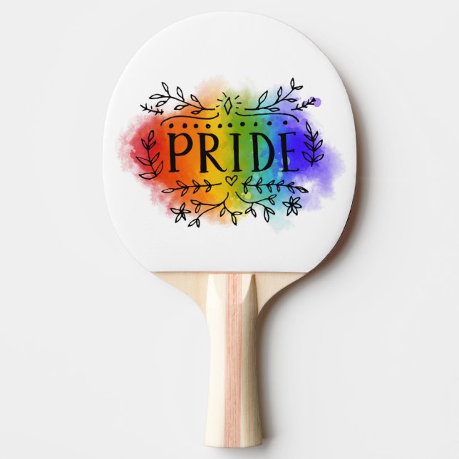 Pride in Watercolor Ping Pong Paddle (Front)