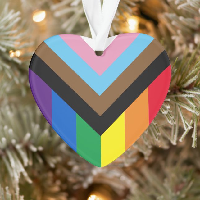 Pride Inclusive rainbow Lgbtq gay diversity heart  Ornament (Tree)