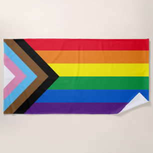 Pride Inclusive rainbow Lgbtq gay flag Beach Towel