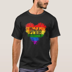 Pride Letter Heart Rainbow Distressed Flag Lgbt Co T-Shirt