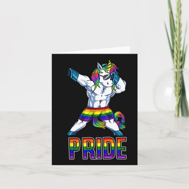 Pride Lgbt Bodybuilding Unicorn Muscle Lesbian Gay Card (Front)
