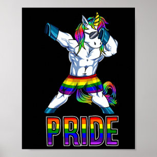 Pride Lgbt Bodybuilding Unicorn Muscle Lesbian Gay Poster