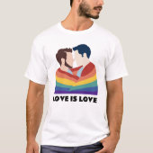 Pride LGBT Gay Love Is Love Men Faces Rainbow T-Shirt (Front)