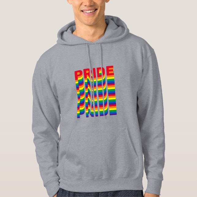 Pride lgbt lgbtq gay rainbow retro colours cool hoodie (Front)