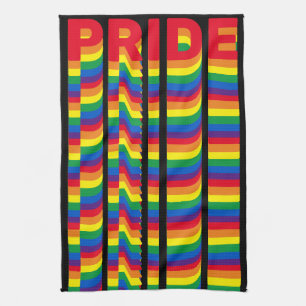 Pride lgbt lgbtq queer gay flag pattern black tea towel