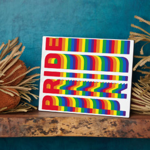 Pride lgbt lgbtq queer gay rainbow colors pattern plaque