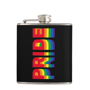Pride lgbt lgbtq queer gay rainbow colours black hip flask