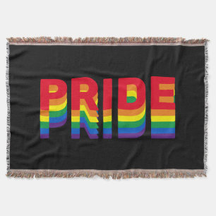 Pride lgbt lgbtq queer gay rainbow colours black throw blanket