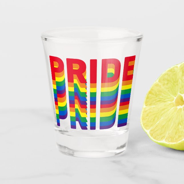 Pride lgbt lgbtq queer gay rainbow colours pattern shot glass (Front)