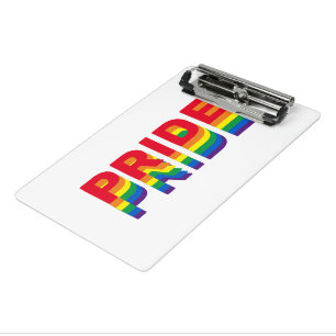 Pride lgbt lgbtq queer gay rainbow colours white mini clipboard