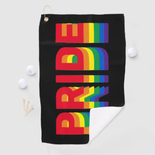 Pride lgbt lgbtq queer gay rainbow pattern black golf towel