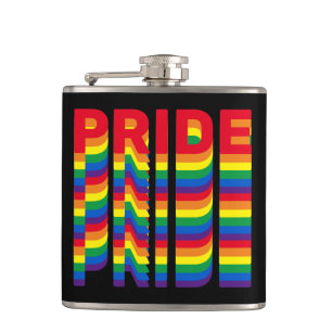 Pride lgbt lgbtq queer gay rainbow pattern black hip flask