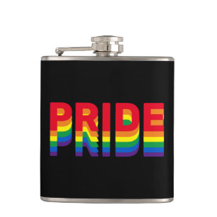 Pride lgbt lgbtq queer gay rainbow retro black hip flask