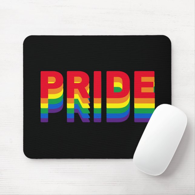 Pride lgbt lgbtq queer gay rainbow retro black mouse mat (With Mouse)
