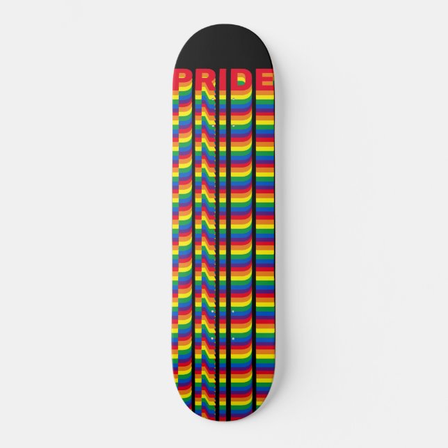 Pride lgbt lgbtq queer gay rainbow retro black skateboard (Front)