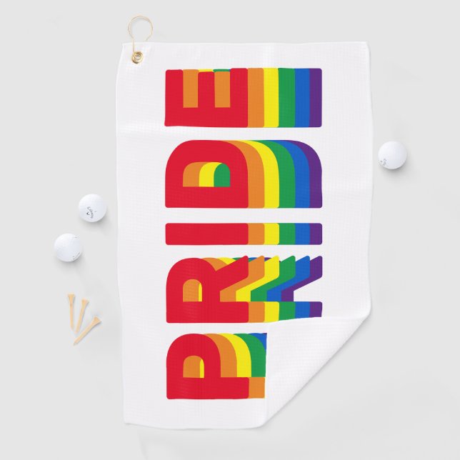 Pride lgbt lgbtq queer gay rainbow retro colours golf towel (InSitu)
