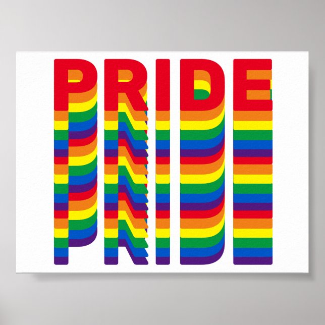 Pride lgbt lgbtq queer gay rainbow retro colours poster (Front)