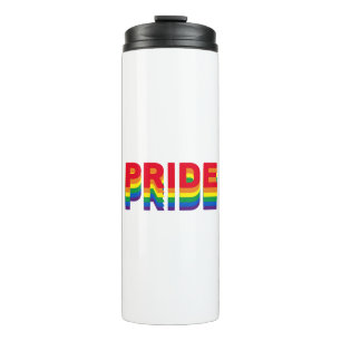 Pride lgbt lgbtq queer gay rainbow retro colours thermal tumbler