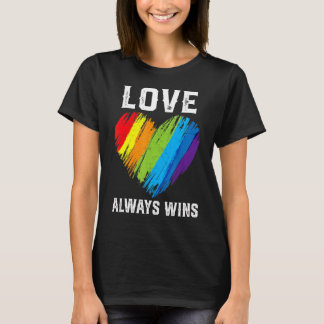 Pride Lgbt Month Cute Rainbow Heart Love Wins T-Shirt